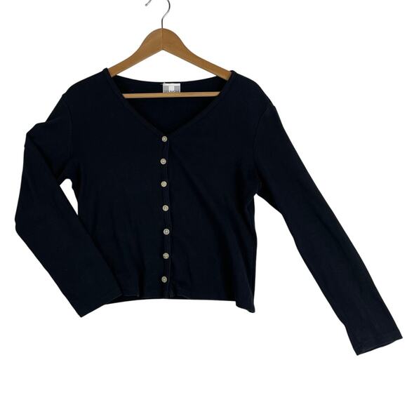 Spumoni San Francisco Cardigan Women LG Black Button Front Cropped Vintage USA - Picture 1 of 10